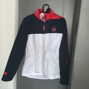 nautica windbreaker blue red and white size small
